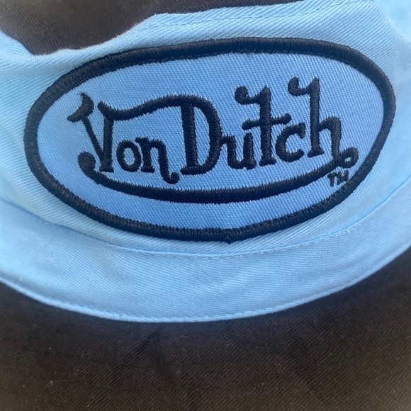NEW Von Dutch Bucket Fisherman Hat Kids/Youth Sky Blue and Navy Blue, NWOT - Picture 2 of 7